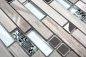 Preview: Glasmosaik Naturstein Stäbchen Mosaik Fliese Edelstahl silber hellbeige grauweiß Wandverkleidung Küchenwand - 86-0108