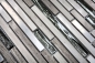 Preview: Mosaico composite look mix piedra translucida acero inoxidable mix madera blanca brillante - 10 hojas de mosaico