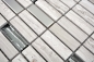 Preview: Mosaico cross bond look mix piedra translucida acero inoxidable mix gris blanco brillante - 10 hojas de mosaico