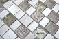 Preview: Mosaique aspect relief Mix pierre translucide Resin Ceramique mix gris blanc brillant - 10 feuilles de mosaique