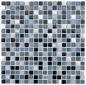 Preview: Mosaique Mix pierre translucide inox mix noir brillant - 10 feuilles de mosaique