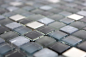 Preview: Mosaique Mix pierre translucide inox mix noir brillant - 10 feuilles de mosaique