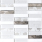 Preview: Riemchen Rechteck Mosaikfliesen Glasmosaik Edelstahl Naturstein weiß silber Fliesenspiegel Duschwand Bad WC - 87-11X
