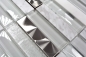 Preview: Mosaique rectangle mosaique de verre pierre mix acier blanc mix translucide inox aspect croise brillant
