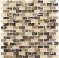 Preview: Mosaik Stäbchen Verbund Naturstein Mosaikfliese dunkelbraun nussbraun beige Brick Glasmosaik Bruchglas Fliesenspiegel Wand - 87-B1155