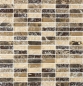 Preview: Riemchen Rechteck Mosaikfliesen Glasmosaik Bruchglas Marmor Naturstein dunkelbraun beige Wand Bad Küche WC - 87-S1255