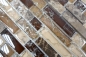 Preview: Mosaik Verbund Glasmosaik Stein mix emperador dunkel Mix Transluzent Mauerverbandoptik dunkelbeige glänzend