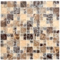 Preview: Pierre naturelle Mosaique de verre Marbre Carreaux de mosaique brun fonce creme beige brisures de verre Carrelage cuisine salle de bain - 87-K1455