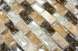 Preview: Mosaik Stäbchen Verbund Naturstein Mosaikfliese hellbeige braun Brick Glasmosaik Bruchglas Marmor Küchenrückwand Bad WC - 87-B1153