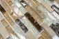 Preview: Mosaique composite Mosaique de verre Pierre mix emperador clair Mix translucide Aspect de la maconnerie beige clair brillant