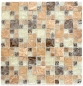 Preview: Naturstein Glasmosaik Marmor Mosaikfliesen hellbraun creme beige Bruchglas Fliesenspiegel Küche Wand - 87-K1453
