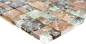 Preview: Naturstein Glasmosaik Marmor Mosaikfliesen hellbraun creme beige Bruchglas Fliesenspiegel Küche Wand - 87-K1453