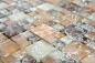 Preview: Naturstein Glasmosaik Marmor Mosaikfliesen hellbraun creme beige Bruchglas Fliesenspiegel Küche Wand - 87-K1453