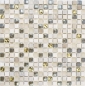 Preview: Mosaique de verre Pierre naturelle gris clair brillant gold cream structure 92-HQ12