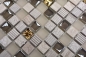 Preview: Mosaique de verre Pierre naturelle gris clair brillant gold cream structure 92-HQ12