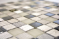 Preview: Mosaico mezcla piedra translucida gris claro oro mate - 10 hojas de mosaico