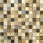 Preview: Naturstein Rustikal Quarzit Mosaikfliese Glasmosaik Resin gold braun beige Struktur Fliesenspiegel Küchenrückwand Bad WC - 83-CR17