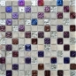 Preview: Quarzit Mosaik Naturstein Glas grau silber Design Ornamente irisierend 83-CR37