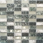 Preview: Rectangular azulejos de mosaico de vidrio mosaico de piedra retro de plata antracita estructura revestimiento de la pared azulejos de la cocina WC - 83-CRS2