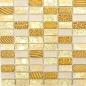 Mobile Preview: Riemchen Rechteck Mosaikfliesen Glasmosaik Stein Retro gold beige creme Struktur Wandverkleidung Küche Bad - 83-CRS4