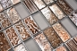 Preview: Riemchen Rechteck Mosaikfliesen Glasmosaik Stein Retro braun bronze beige Struktur Wandverkleidung Bad WC - 83-CRS6