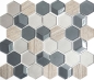 Preview: Glasmosaik Naturstein Mosaikfliese Hexagon 3D anthrazit silber schlamm grau - 11D-22