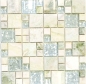 Preview: Naturstein Glasmosaik Marmor Mosaikfliesen hellgrau graugrün weiß mit Stich Fliesenspiegel Wand - 88-MC639
