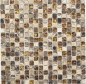 Preview: Mosaico cuadrado de vidrio mosaico de piedra mezcla beige marron translucido brillante