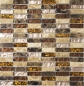 Preview: Piezas de mosaico de vidrio mosaico de piedra mezcla de color beige mezcla de color marron translucido cross-bond mirada brillante