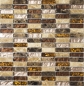 Preview: Riemchen Mosaikfliesen Glasmosaik beige braun creme orange Naturstein Marmor Wand Küche Bad WC - 87-1310