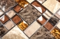 Preview: Naturstein Glasmosaik Marmor Mosaikfliesen beige braun creme orange Küchenwand Fliesenspiegel - 88-1303