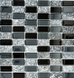 Preview: Mosaique Rectangle Mosaique de verre Pierre mix gris noir Mix translucide aspect croise brillant