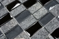 Preview: Mosaique Rectangle Mosaique de verre Pierre mix gris noir Mix translucide aspect croise brillant