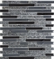 Preview: Glasmosaik Naturstein Stäbchen Mosaikfliesen grau schwarz dunkelgrau anthrazit Wandverblender Küche Bad - 86-0208