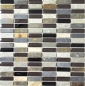Preview: Riemchen Rechteck Mosaikfliesen Glasmosaik Stäbchen beige braun grau schwarz Naturstein Fliesenspiegel Wand Bad Küche - 87-1313