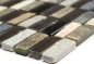 Preview: Riemchen Rechteck Mosaikfliesen Glasmosaik Stäbchen beige braun grau schwarz Naturstein Fliesenspiegel Wand Bad Küche - 87-1313