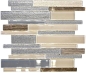 Preview: Mosaico de vidrio tiras de piedra natural Beige plata Gris Marron 67-GV24