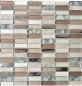 Mobile Preview: Riemchen Rechteck Mosaikfliesen Glasmosaik Stäbchen hellbraun silber grau Naturstein Marmor Fliesenspiegel Küche Wand - MOS87-SM68