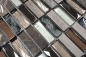 Preview: Mosaique rectangle mosaique de verre pierre mix brun clair mix translucide aspect croise argent gris brillant