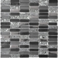 Preview: Riemchen Rechteck Mosaikfliesen Glasmosaik Stäbchen silber grau schwarz anthrazit Naturstein Küchenrückwand Bad WC - 87-SM88