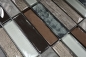 Preview: Riemchen Rechteck Mosaikfliesen Glasmosaik Stein hellbraun silber hellgrau beige Fliesenspiegel Wandfliese Küche WC - 87-68X