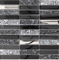 Mobile Preview: Riemchen Rechteck Mosaikfliesen Glasmosaik Stein schwarz silber anthrazit dunkelgrau Fliesenspiegel Bad Küche - 87-88X