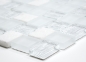 Preview: Naturstein Rustikal Mosaikfliese Glasmosaik Marmor Milchglas weiß klar gefrostet Fliesenspiegel Wand Bad Küche WC - 82-0111