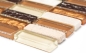 Preview: Mosaico rectangular tiras de mosaico de vidrio beige marron ocre naranja piedra natural backsplash - S87-1206