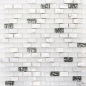 Preview: Mosaik Stäbchen Verbund Naturstein Mosaikfliese weiß silber Brick Glasmosaik Muschel Struktur Küchenrückwand Bad WC - 87-B01S