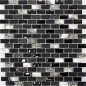Preview: Mosaique aspect maconnerie MIX pierre translucide mix coquillage noir brillant - 10 feuilles de mosaique