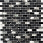 Preview: Mosaik Stäbchen Verbund Naturstein Mosaikfliese schwarz silber Brick Glasmosaik Muschel Milchglas Fliesenspiegel Küche Bad - 87-B03S