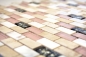 Preview: Mosaico de pequenas filas compuesto de piedra natural mosaico de azulejos beige rosa nacar ladrillo mosaico de vidrio - 10 hojas de mosaico