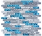 Preview: Mosaique composite Mosaique de verre Pierre mix grise avec bleu Mix translucide Aspect de raccord de mur brillant