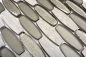 Preview: Naturstein Glasmosaik Marmor Mosaikfliesen Oval Bootsform hellgrau beige hellbraun Fliesenspiegel Wand Küche - 85-BM59